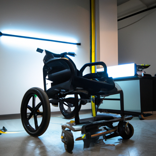 צילום של כסא גלגלים חשמלי נבדק לאמצעי בטיחות במעבדה